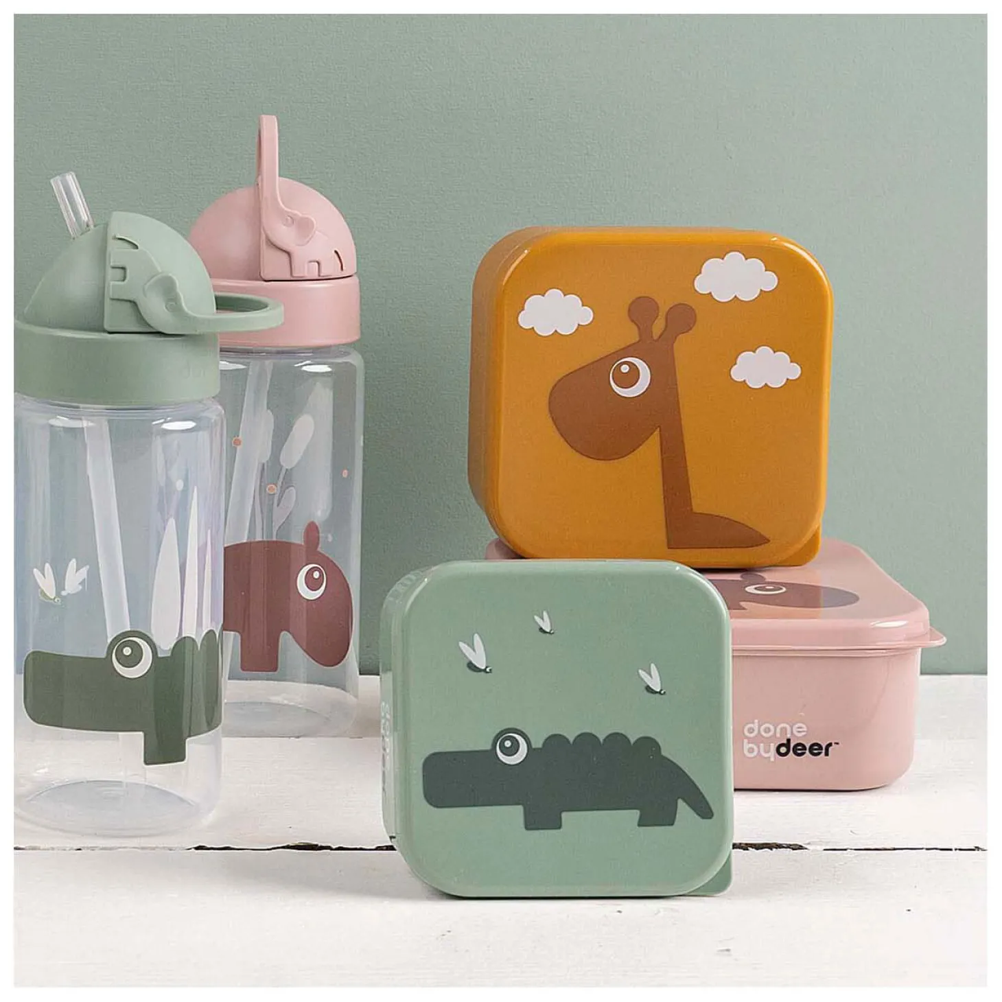 Done by Deer Rietjesbeker Croco Groen, 350ml