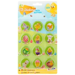 3D-Paasstickers met Glitter, 12st.