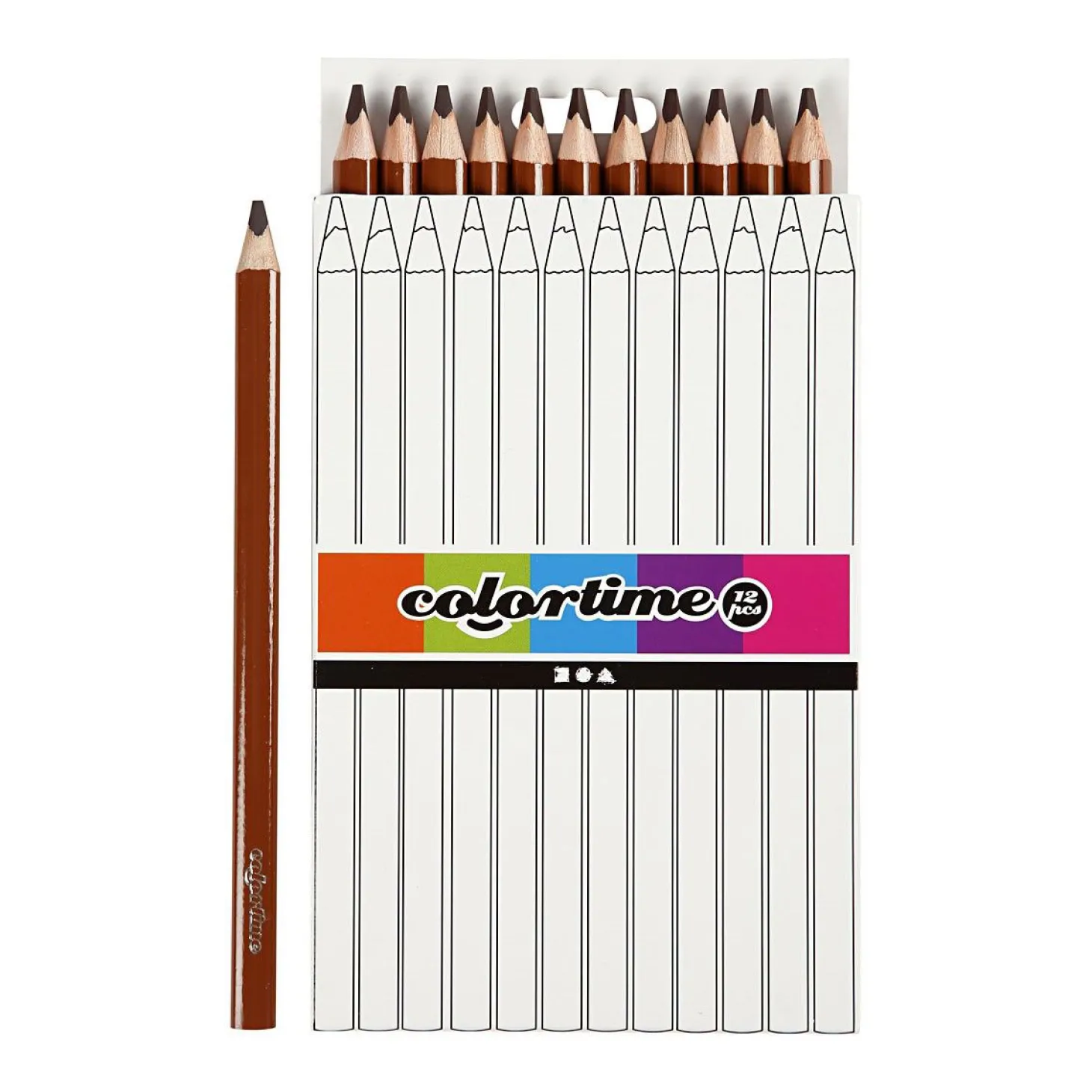 Driehoekige Jumbo Kleurpotloden - Bruin, 12st.