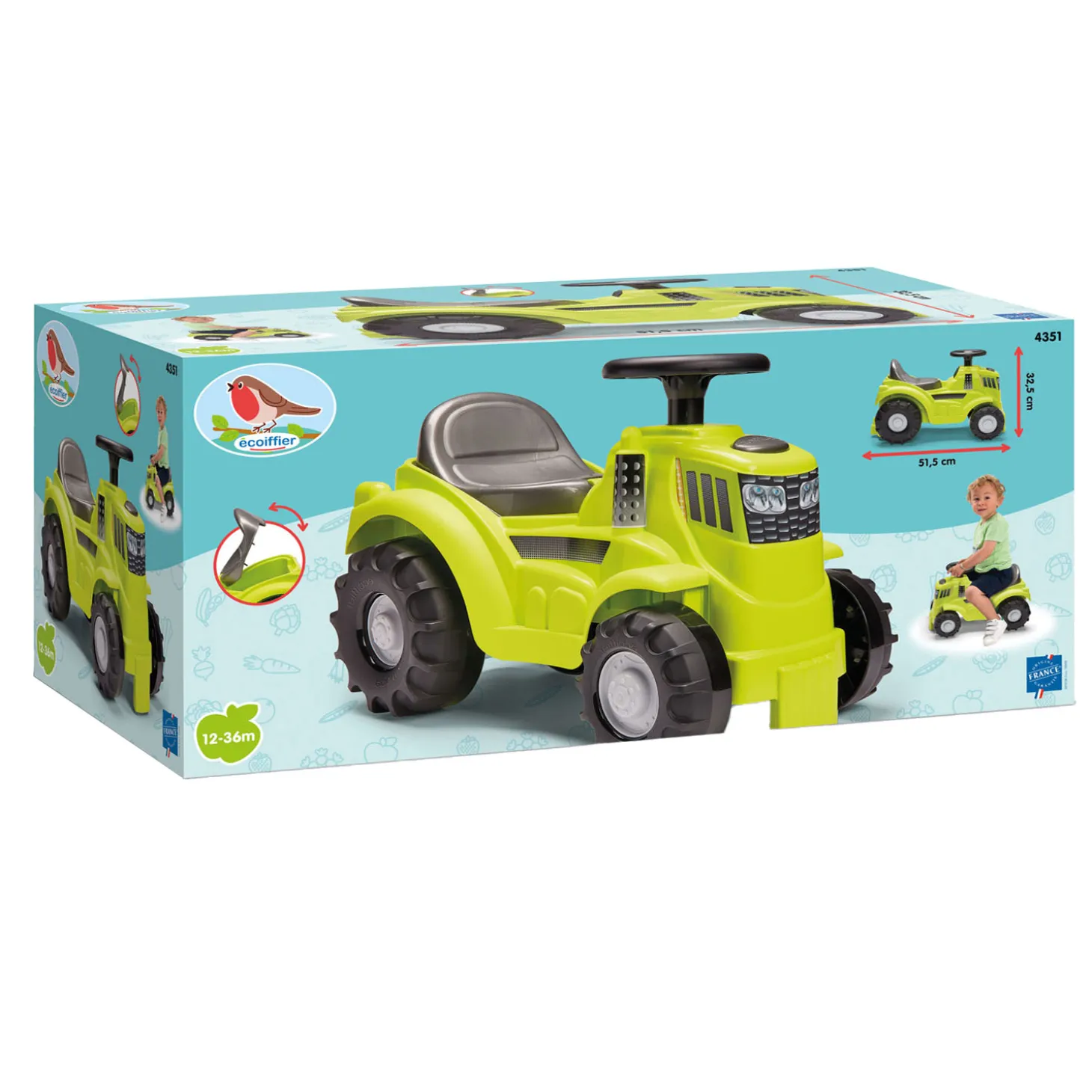 Ecoiffier Loopauto Tractor Groen