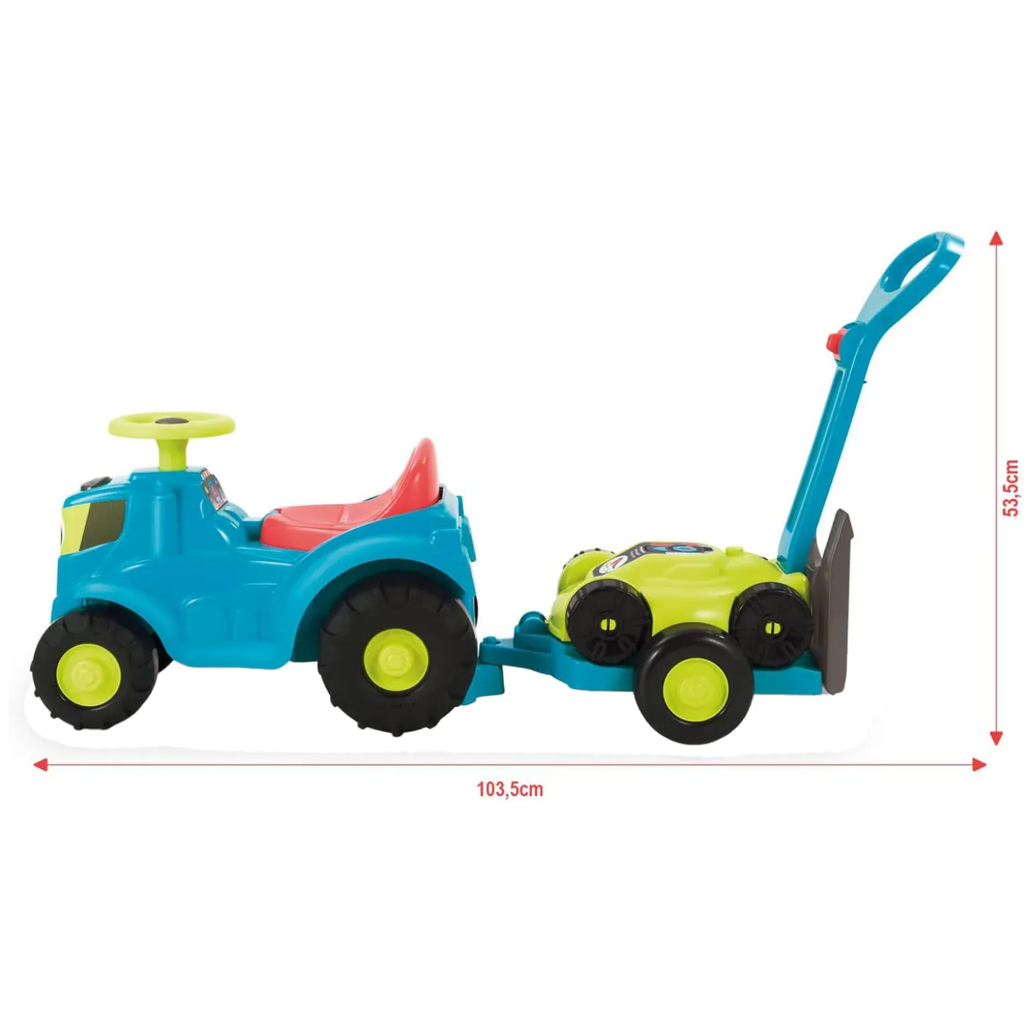 Ecoiffier Tractor met Aanhanger en Grasmaaier