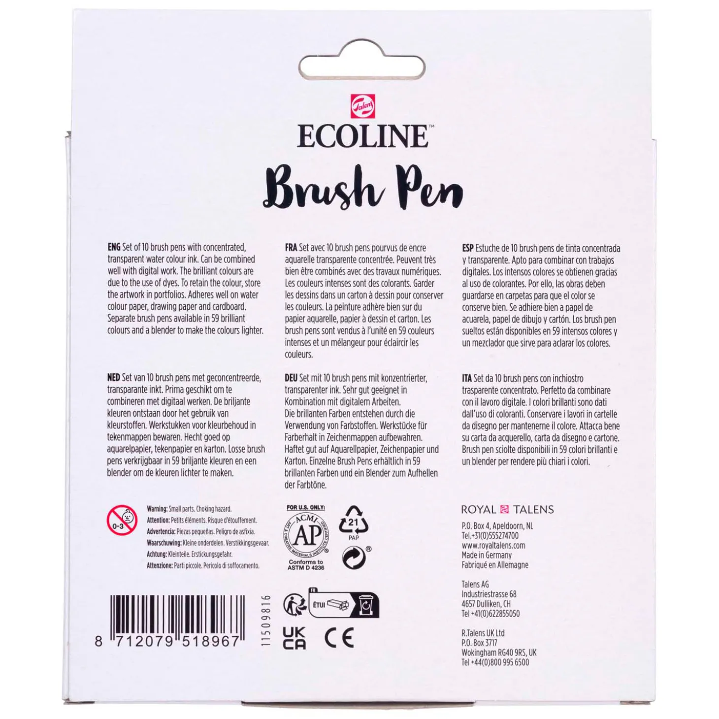 Ecoline Brush Pen set Portret, 10 Kleuren