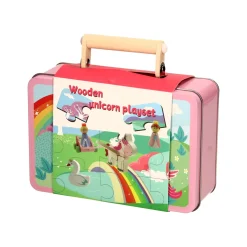 Eenhoorn Houten Speelfiguren & Puzzel in Opbergkoffer