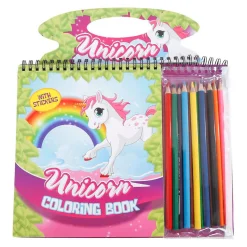 Eenhoorn Kleurboek met 12 Potloden, Sjablonen en Stickers