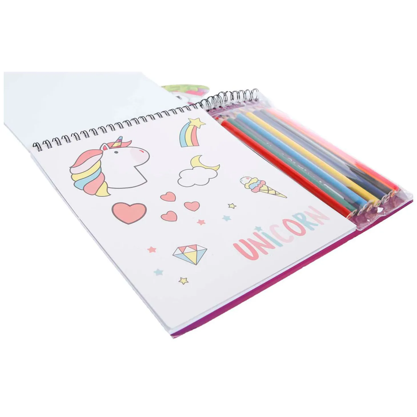 Eenhoorn Kleurboek met 12 Potloden, Sjablonen en Stickers