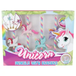 Eenhoorn Potloden met Gum en Puntenslijper