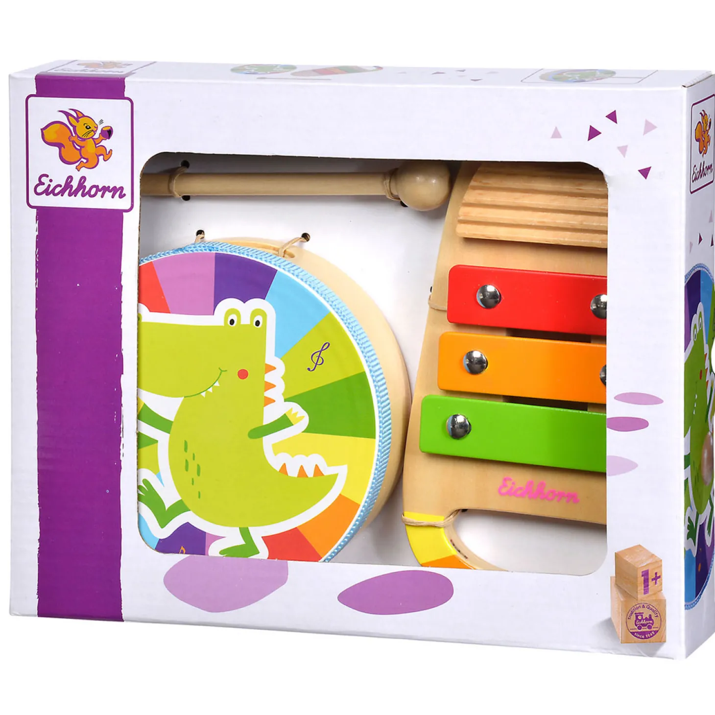 Eichhorn Houten Trommel en Xylofoon Muziekset, 3dlg.