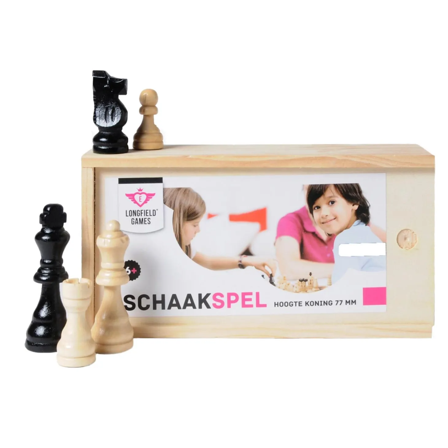 Essenhouten Schaakstukken in Kistje