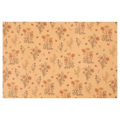 Faux Leather Papier Bruin met Bloemenprint, 1m