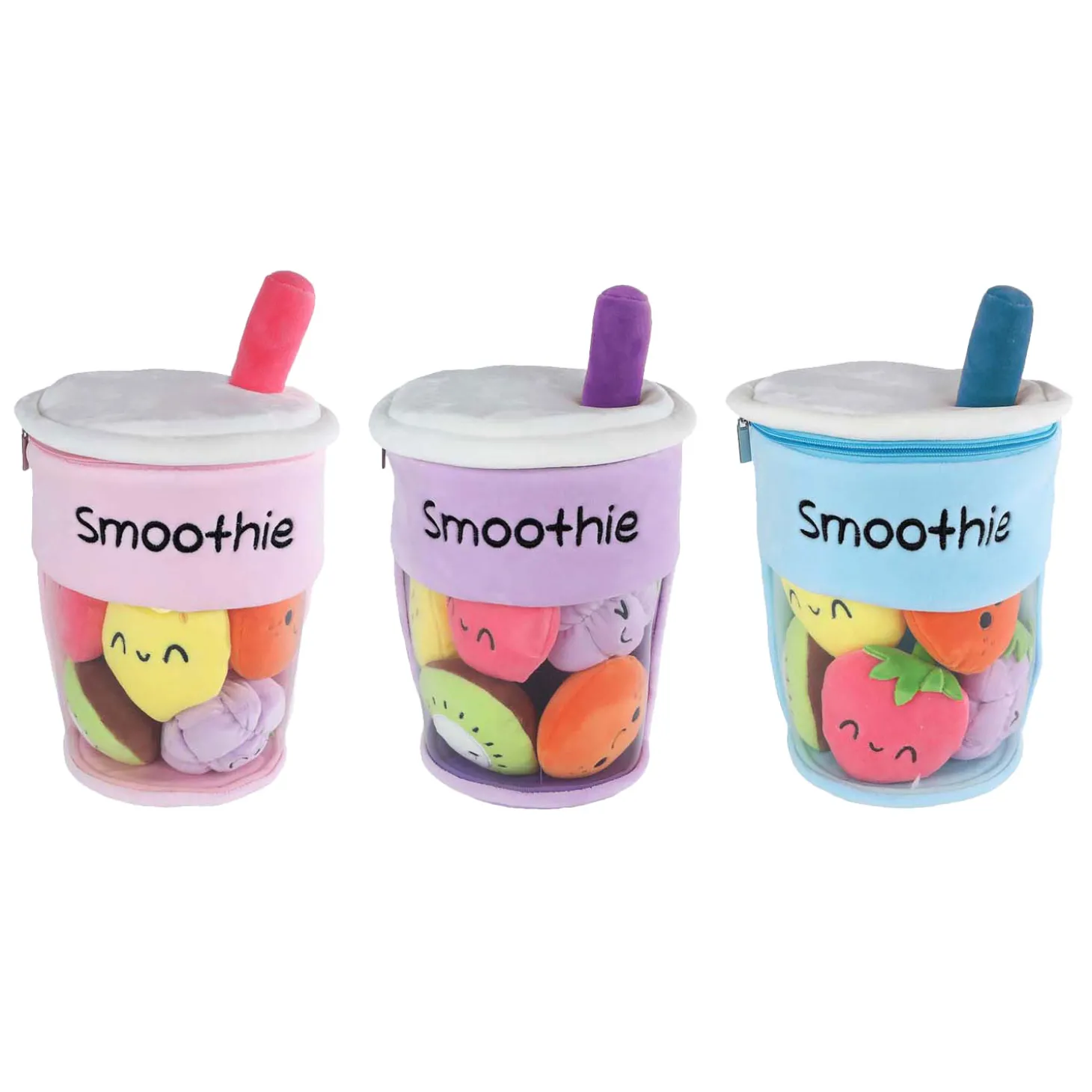 Fluffy Menu Knuffel Pluche - Smoothie Beker met Fruit, 26cm