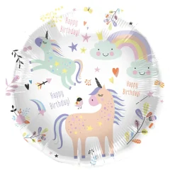 Folieballon Happy Birthday Unicorns 45cm.