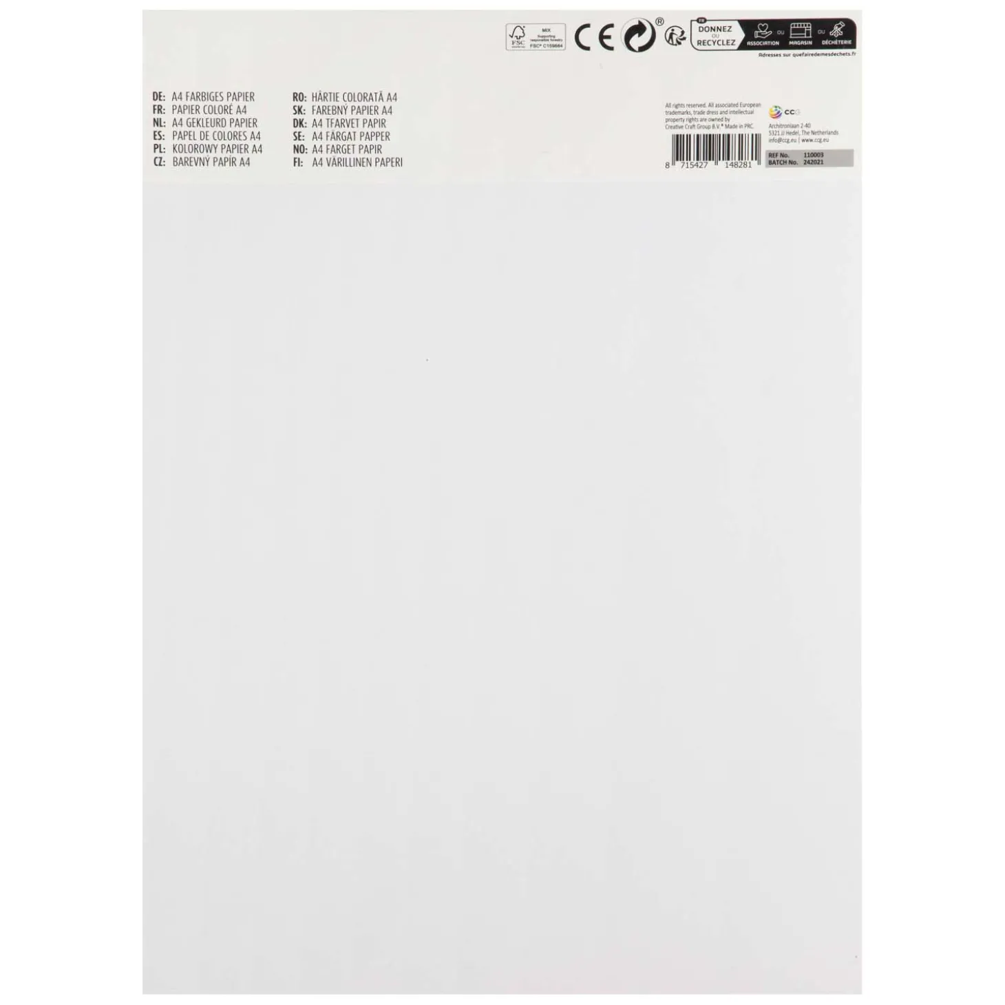 Gekleurd papier A4, 50 vellen - 10 kleuren