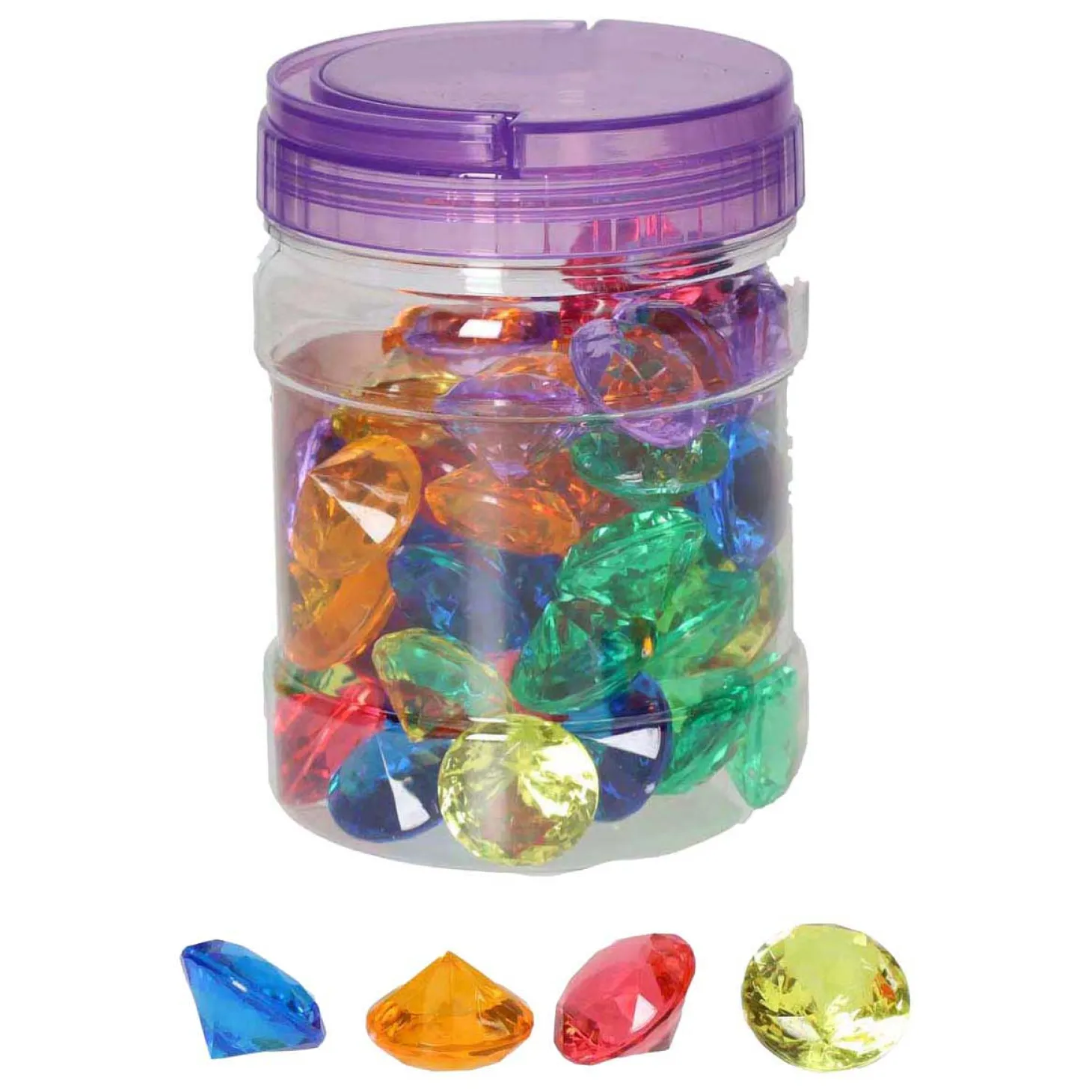 Gekleurde Transparante Speeldiamanten - 60st.