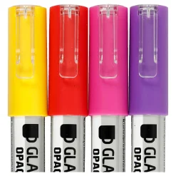 Glas- & Porseleinstiften Dekkend Oranje/Paars/Rood/Geel, 4st.