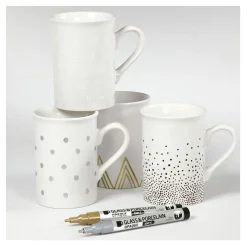 Glas- & Porseleinstiften Dekkend Bruin/Goud/Zilver/Wit, 4st.