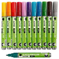 Glas- En Porseleinstiften Kleur Glitter, 12st.