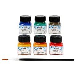 Glas- en Porseleinverf Helder Kleur, 6st.