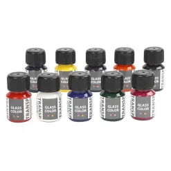 Glass Color Transparant Glasverf Kleur, 10x30ml