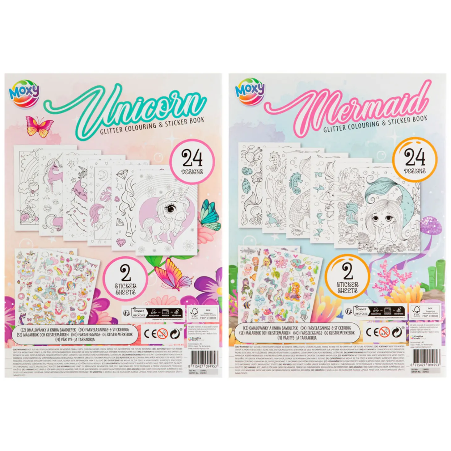 Glitter Kleur en Stickerboek Eenhoorn/Zeemeermin