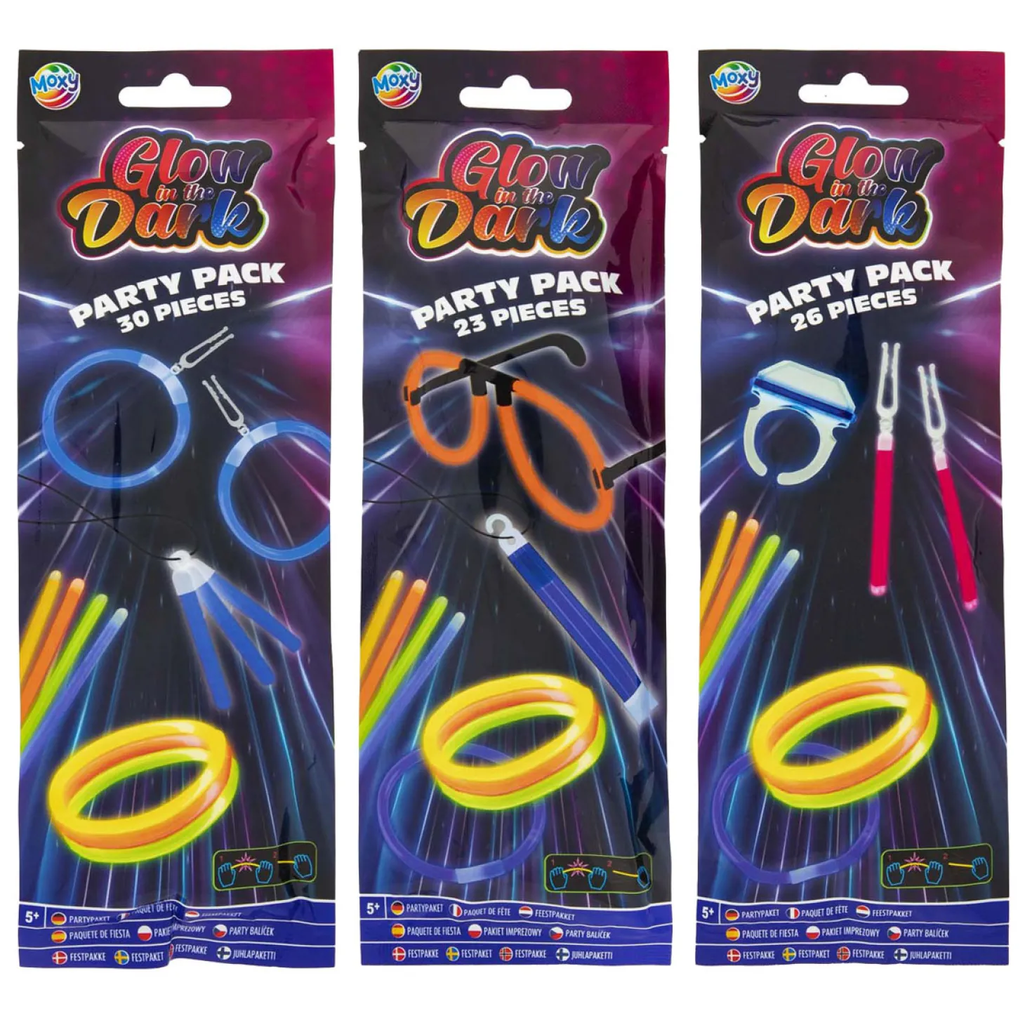 Glow in The Dark Sticks Party Pack, 30dlg.