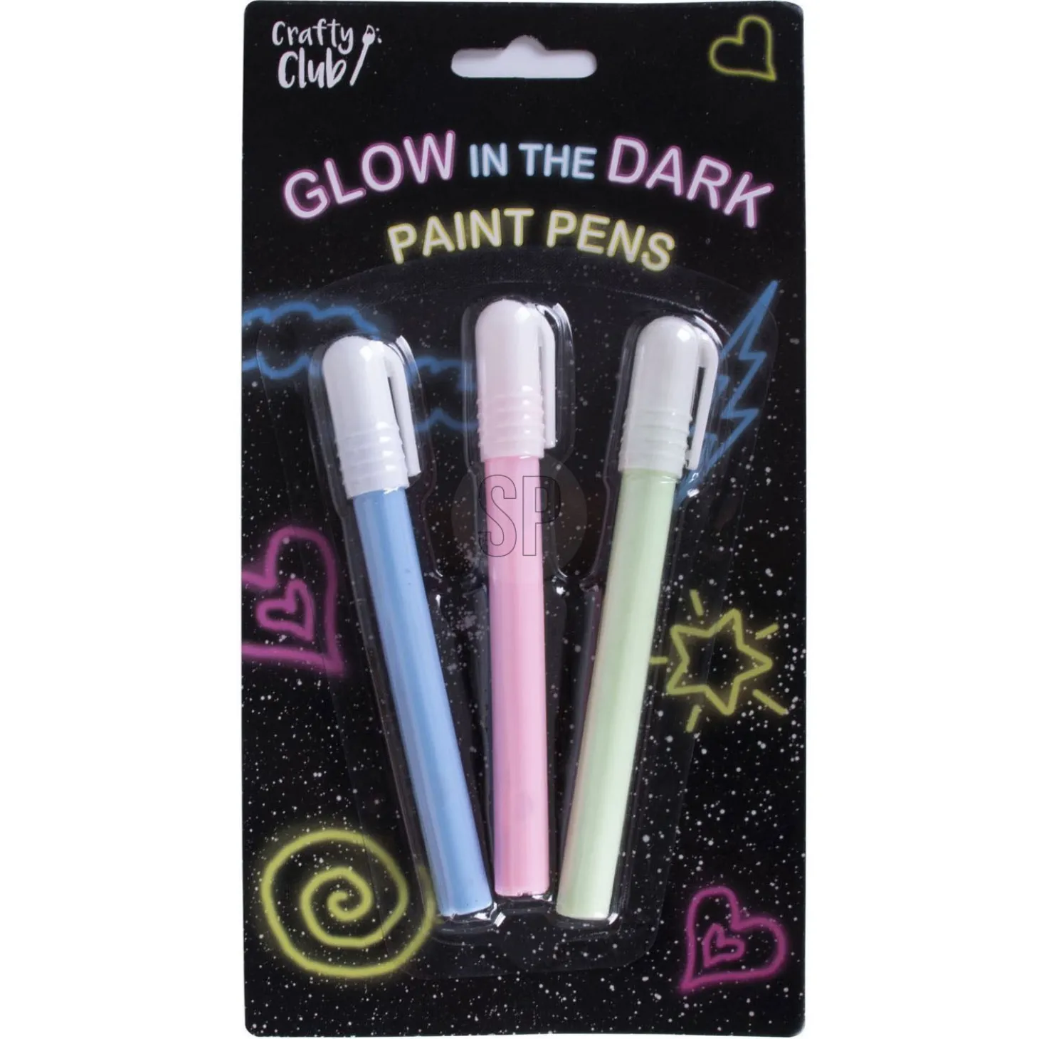 Glow in the Dark Verfstiften, 3st.