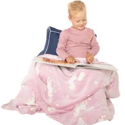 Glow N fun Glow in the Dark Deken Eenhoorn, 130x150cm