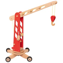 Goki Houten Kraan op Wielen Rood