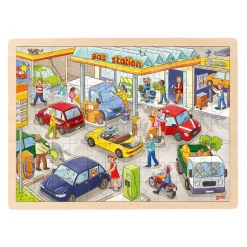 Goki Houten Legpuzzel Benzinestation, 96st.