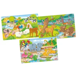 Goki Houten Legpuzzel Dieren, Set van 3