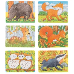 Goki Houten Mini Puzzel Bosdier, 24st.