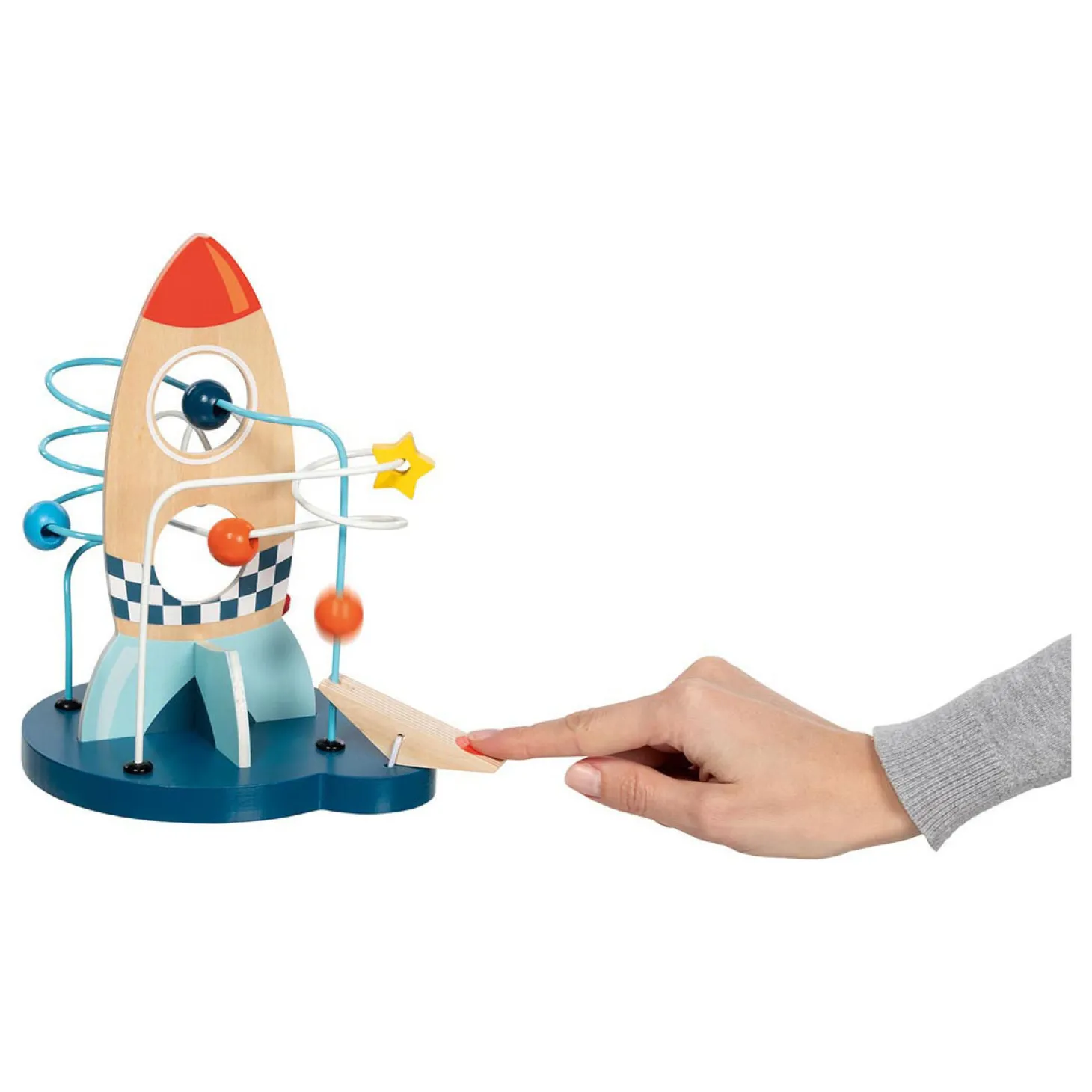 Goki Houten Motoriekspiraal Raket met Katapult