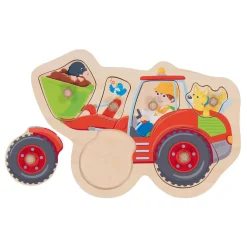 Goki Houten Noppenpuzzel Wiellader, 6st.