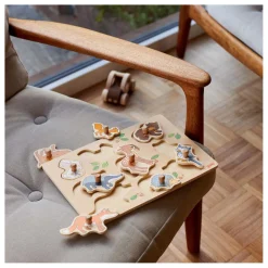 Goki Houten Noppenpuzzel Bosdieren, 9st.