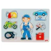 Goki Houten Noppenpuzzel Monteur, 8st.