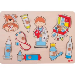 Goki Houten Noppenpuzzel - Bij de Dokter