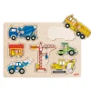 Goki Houten Noppenpuzzel - Werkvoertuigen