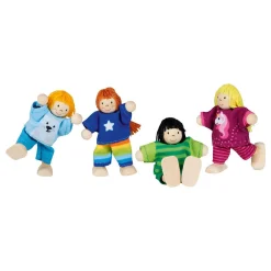 Goki Houten Poppenhuis Poppen Flexibel Kinderen, 4st.