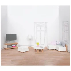 Goki Houten Poppenmeubels Woonkamer, 15dlg.