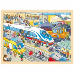 Goki Houten Puzzel Treinstation, 96st.