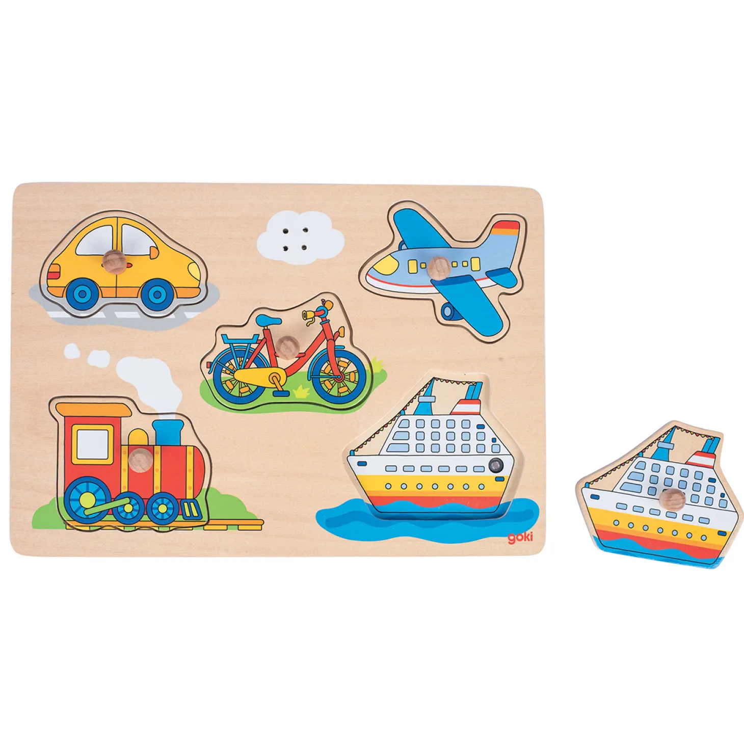 Goki Noppenpuzzel Voertuigen met Geluid, 5st.