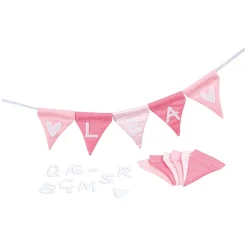 Goki Stoffen Vlaggenlijn Maken Roze met 10 Vlaggen en Alfabet Tekens