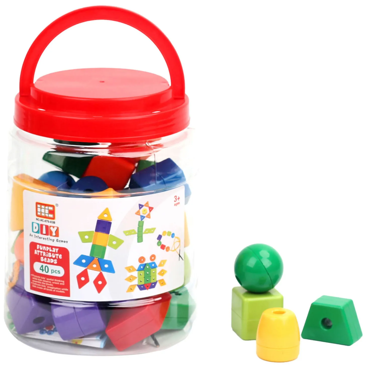 Grote Rijgkralen in Box, 40st.