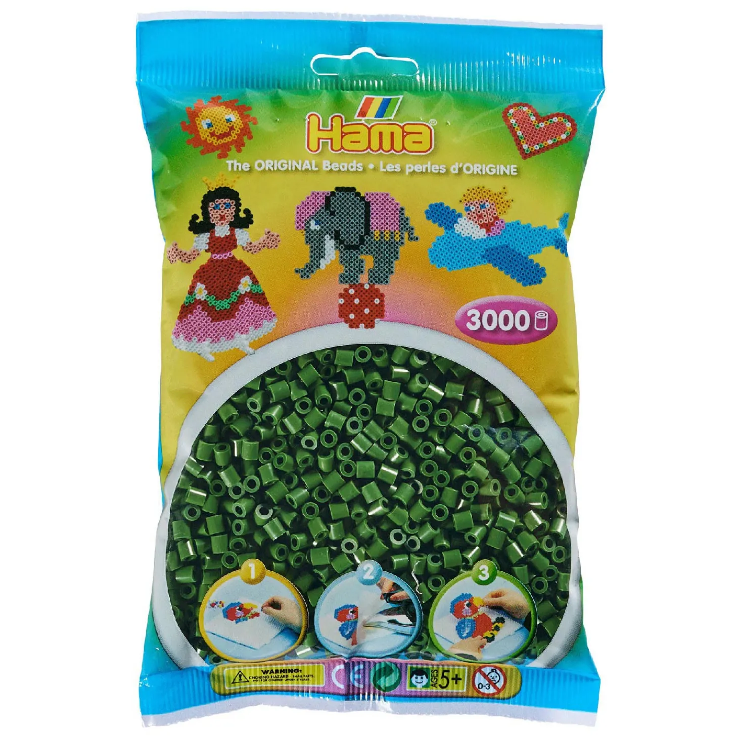 Hama Midi Strijkkralen - Bos Groen, 3000st.