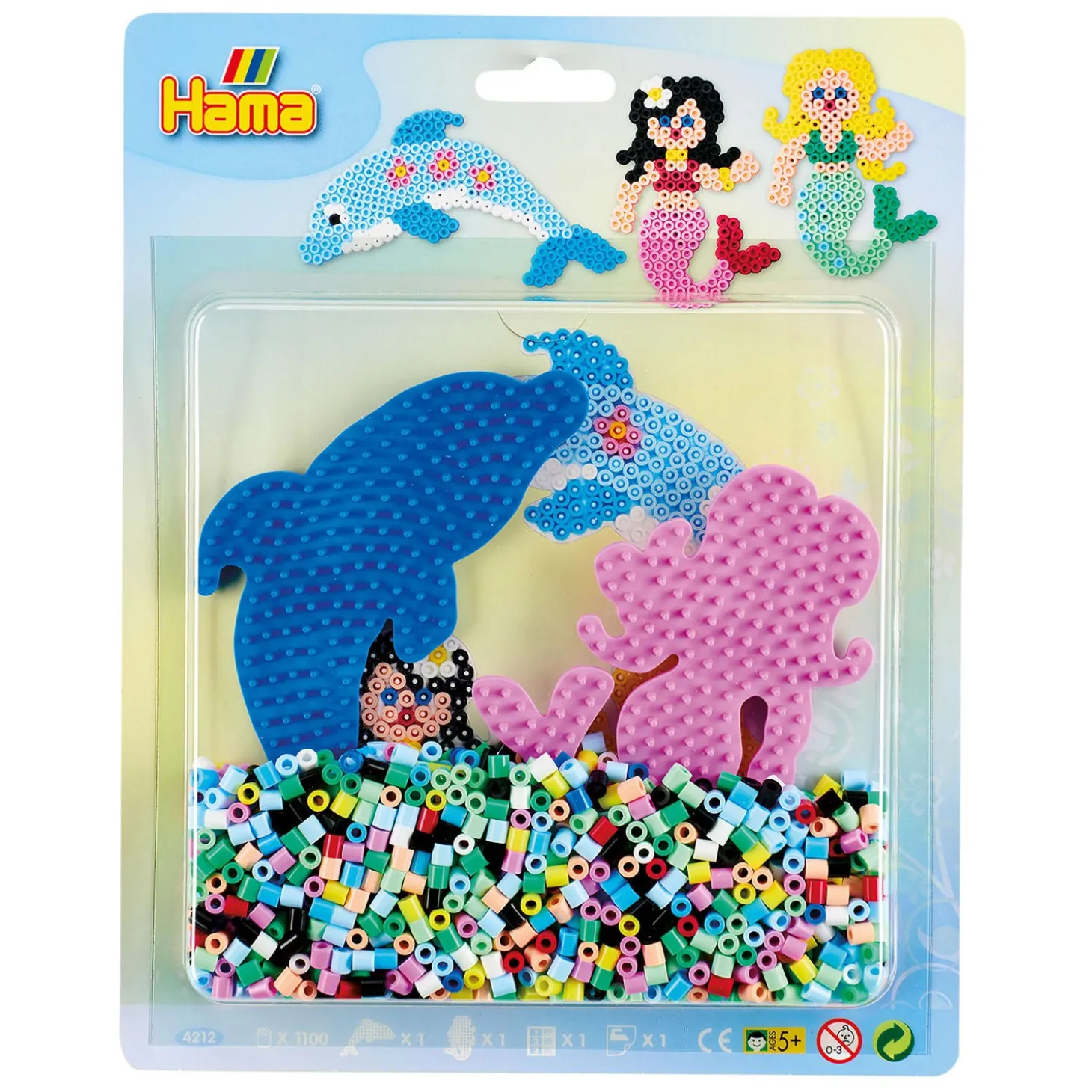 Hama Midi Strijkkralenset - Zeemeerminnen met Dolfijn, 1100st.
