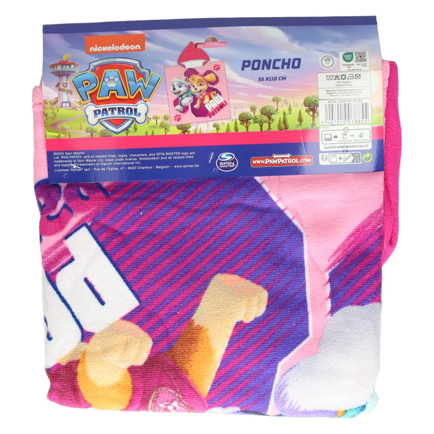 Handdoek Poncho Paw Patrol Roze 55x110cm