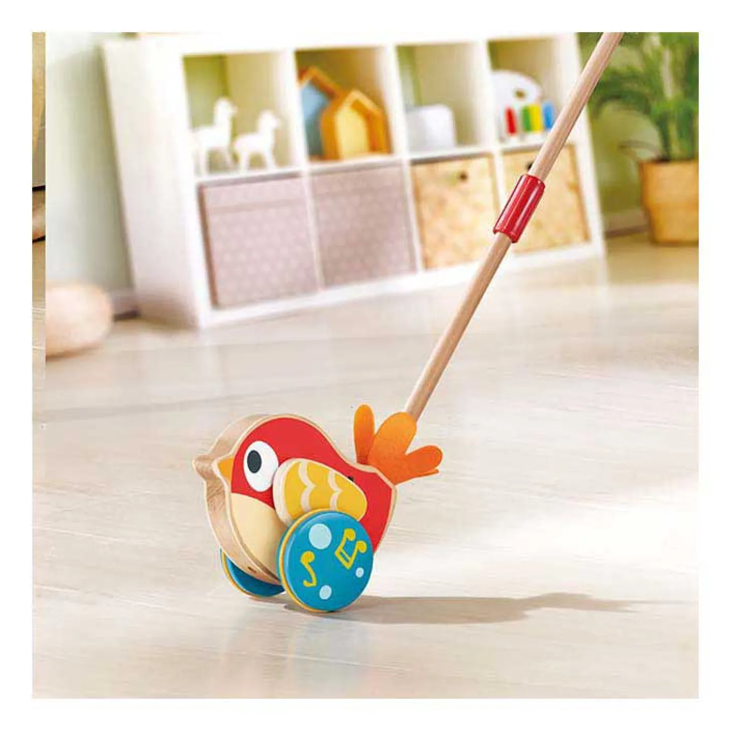 Hape Lilly Vogel Houten Duwstok met Geluid