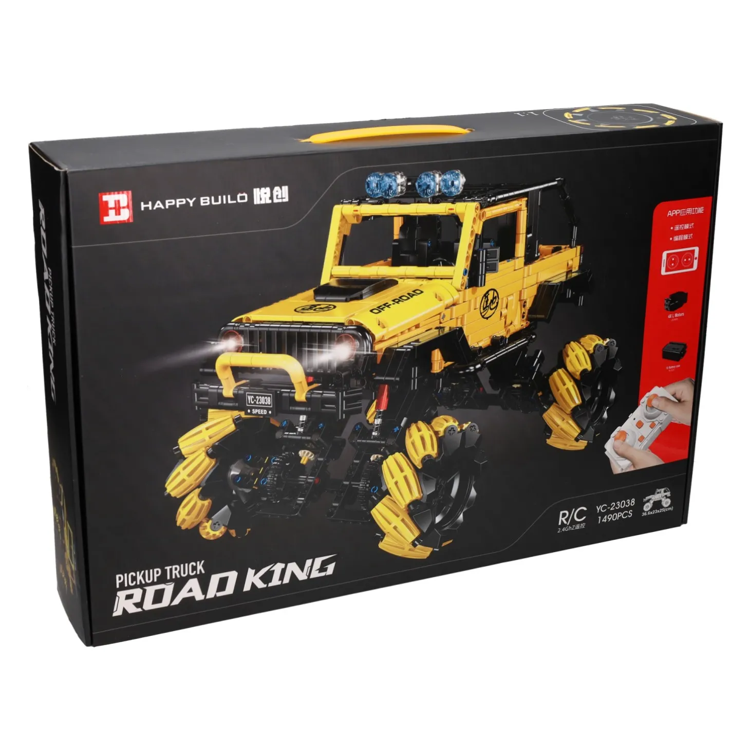 Happy Build Bestuurbare RC Bouwsteentjes Set Pickup Truck - 1490dlg.
