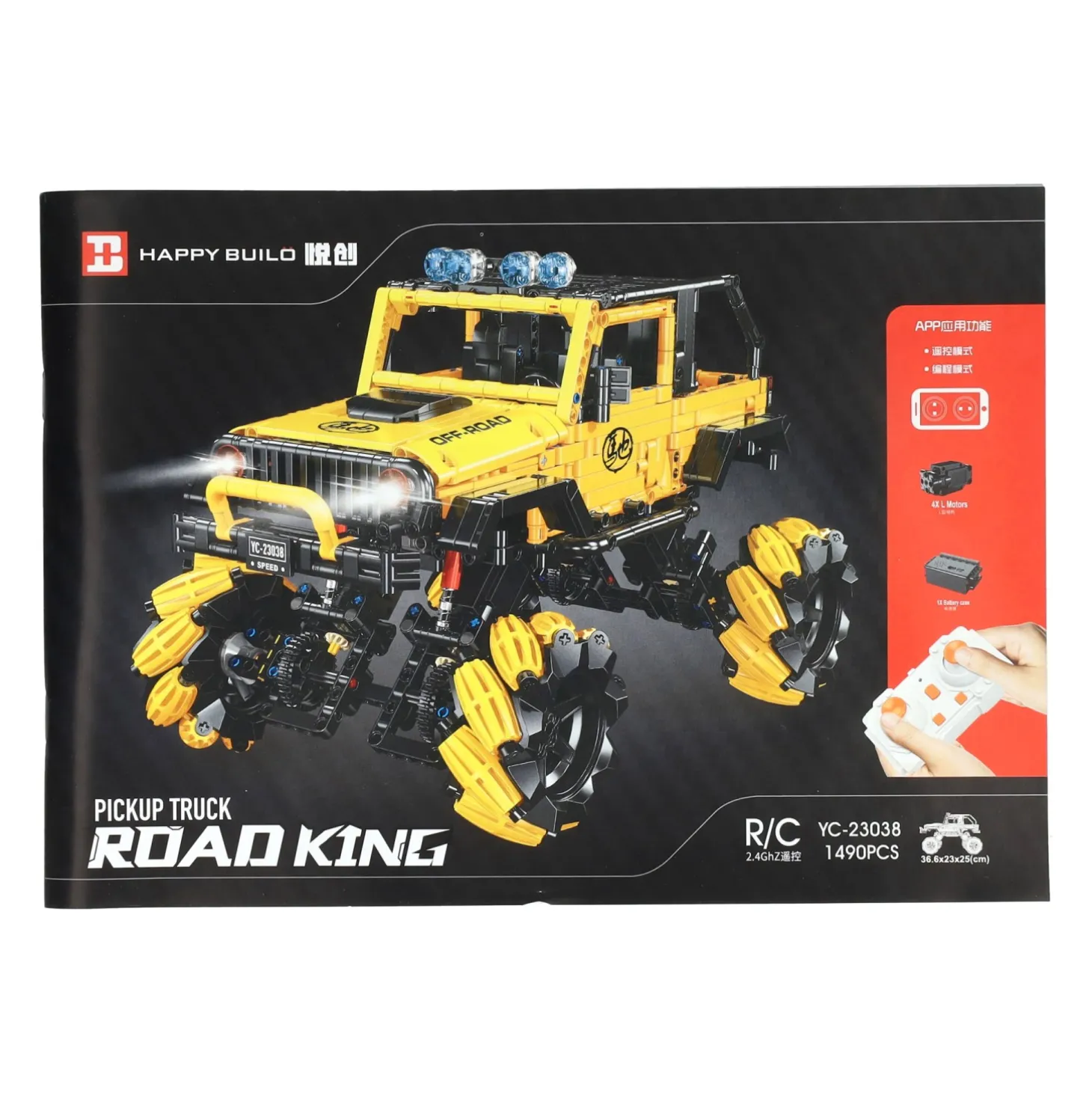 Happy Build Bestuurbare RC Bouwsteentjes Set Pickup Truck - 1490dlg.