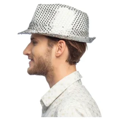 Hoed Popster Pailetten Zilver