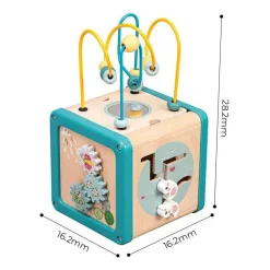 Houten Activiteiten Kubus met Kralenframe